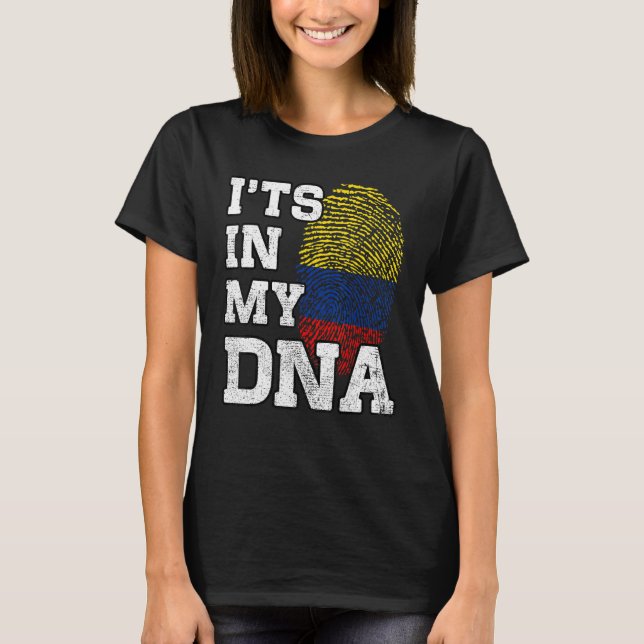 It's In My DNA Colombian Fingerprint Proud Colombi T-Shirt (Front)