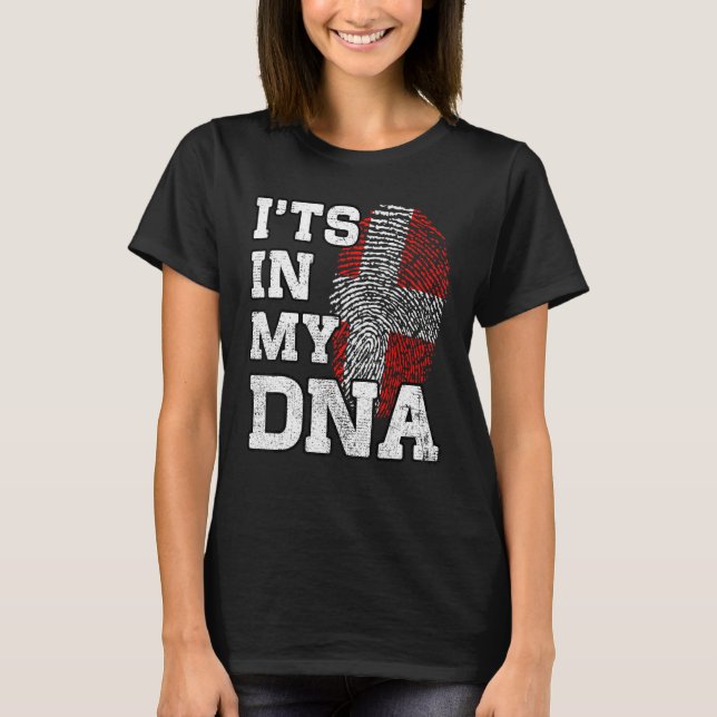 It's In My DNA Danish Fingerprint Proud Denmark Fl T-Shirt (Front)