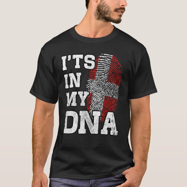 It's In My DNA Danish Fingerprint Proud Denmark Fl T-Shirt (Front)