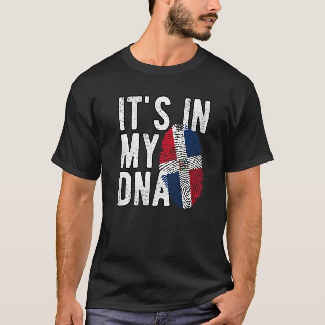 it's in my DNA Dominican Republic flag Fingerprint T-Shirt (Front)