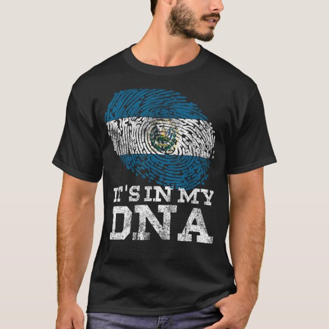 It's In My DNA El Salvadoran Hispanic Gifts Flag o T-Shirt (Front)