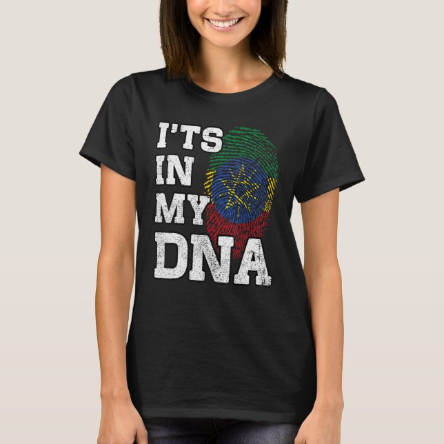 It's In My DNA Ethiopian Fingerprint Proud Ethiopi T-Shirt (Front)