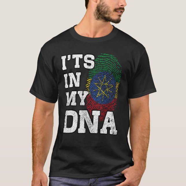 It's In My DNA Ethiopian Fingerprint Proud Ethiopi T-Shirt (Front)
