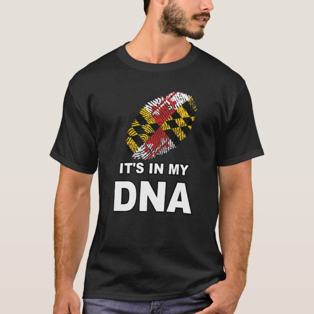 It's In My Dna Fingerprint Maryland State Flag Bal T-Shirt (Front)