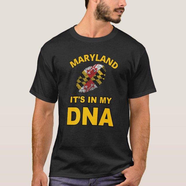 It's in my DNA Fingerprint Maryland State Flag Bal T-Shirt (Front)