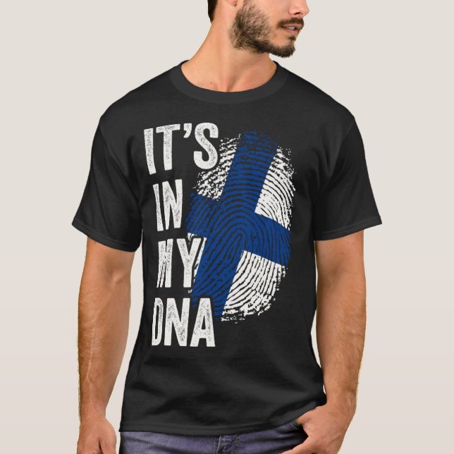 ITS IN MY DNA Finland Flag Finnish Roots Pride Gen T-Shirt (Front)
