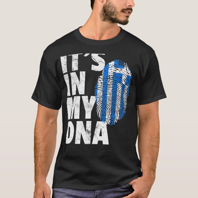 Its In My Dna Greek Greece Flag Pride National Cou T-Shirt (Front)