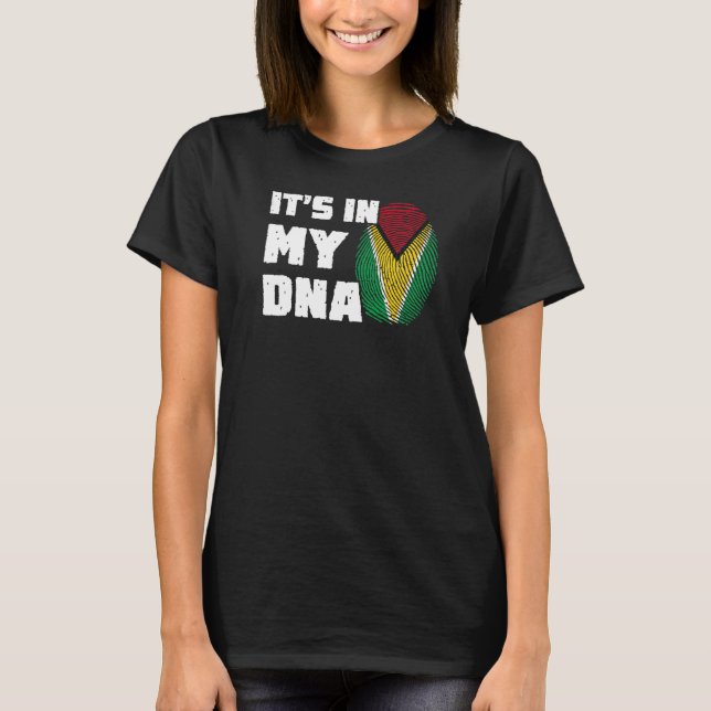 It's In My DNA Guyana Flag Fingerprint Men Women T-Shirt (Front)