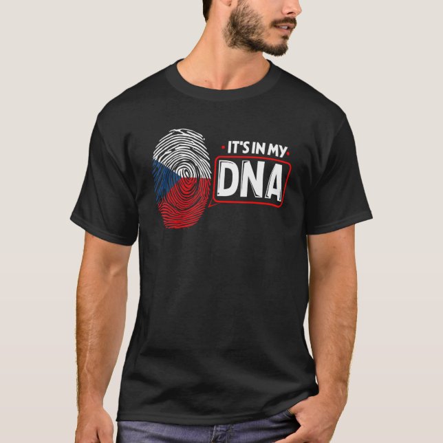 Its In My DNA National Flag Czech Patriotic Czech  T-Shirt (Front)