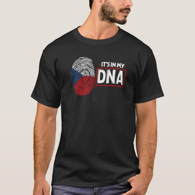 Its In My DNA National Flag Czech Patriotic Czech  T-Shirt (Front)