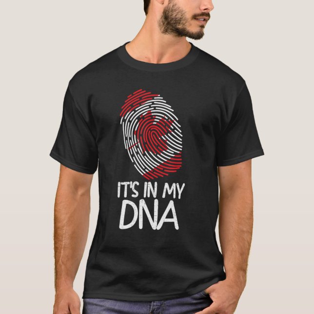 It's In My DNA   Proud Canadian Flag Fingerprint T-Shirt (Front)