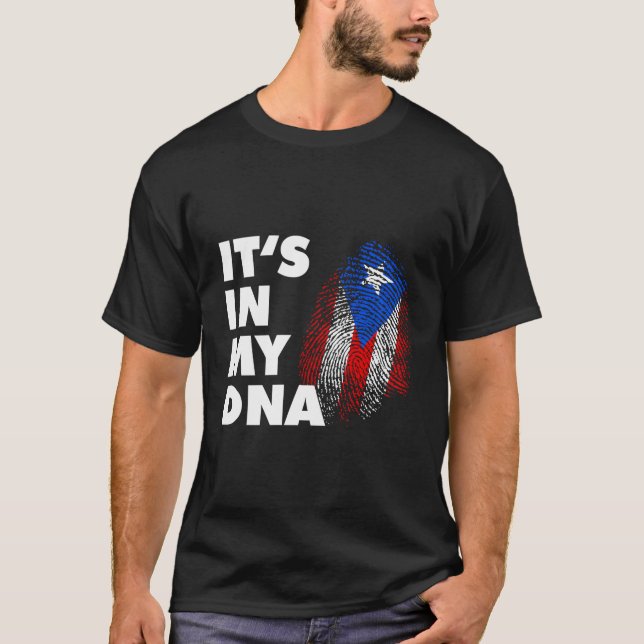 It'S In My Dna Puerto Rico Finger Print Boricua Fl T-Shirt (Front)