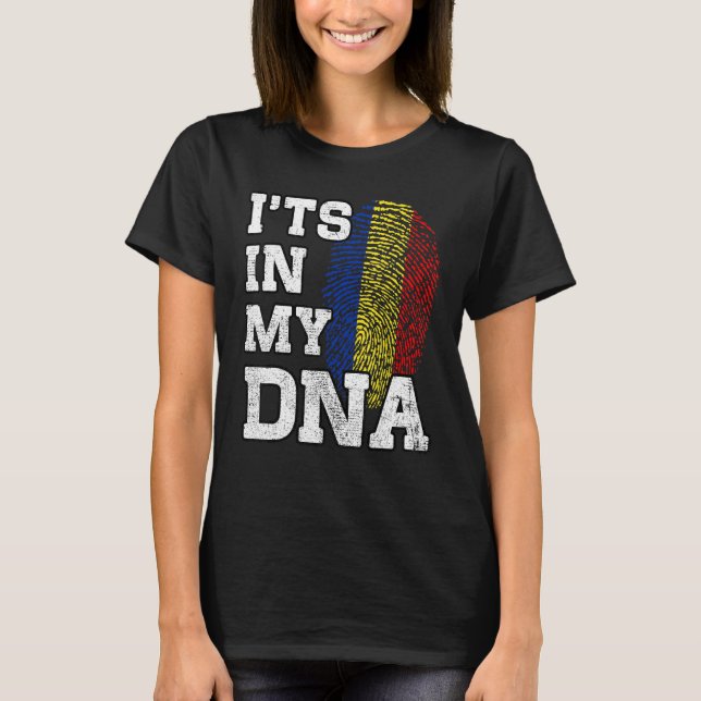 It's In My DNA Romanian Fingerprint Proud Romania  T-Shirt (Front)