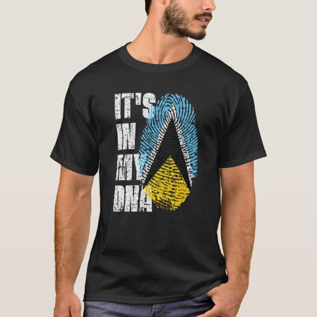 It's In My Dna Saint Lucia Flag Saint Lucian T-Shirt (Front)