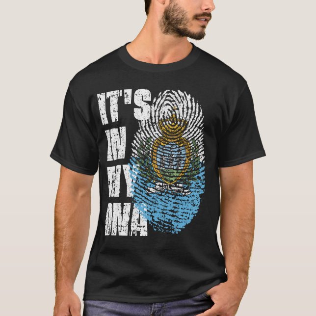 IT'S IN MY DNA San Marino Flag Boy Girl Gift T-Shirt (Front)