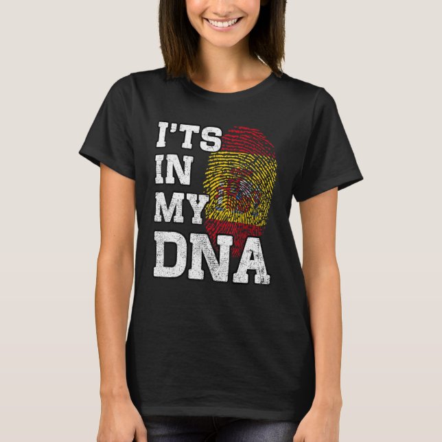 It's In My DNA Spanish Fingerprint Proud Spain Fla T-Shirt (Front)