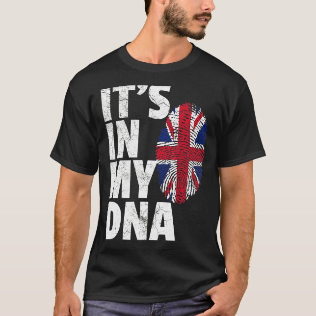 It's In My Dna Uk England Union Jack Flag T-Shirt (Front)