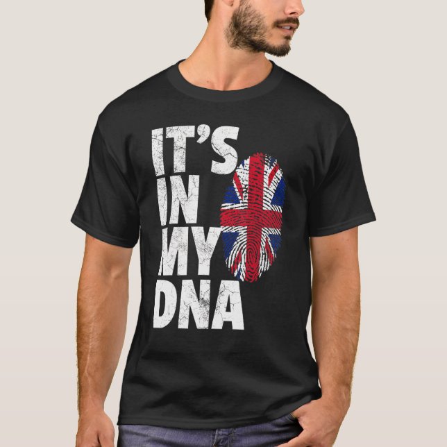 It's In My Dna Uk England Union Jack Flag T-Shirt (Front)