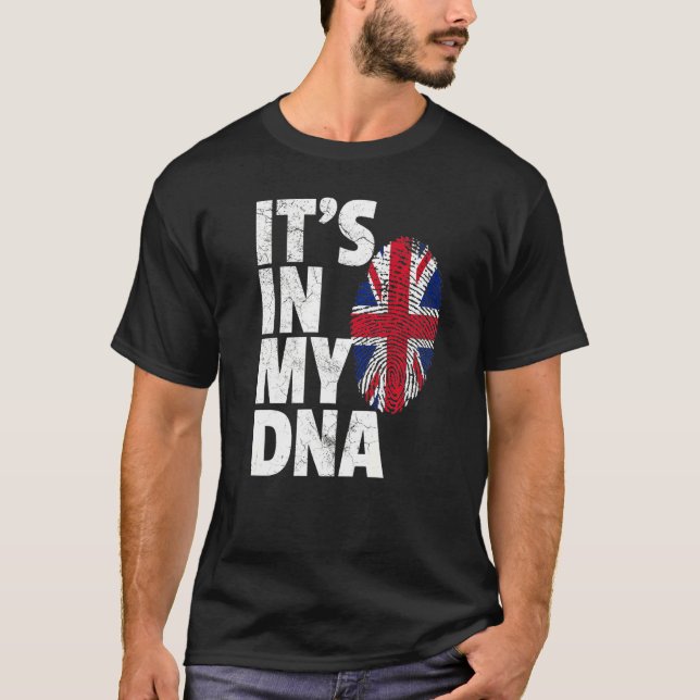 It's In My Dna Uk England Union Jack Flag T-Shirt (Front)