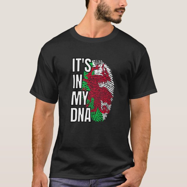 Its In My Dna Welsh Flag Wales Fingerprint T-Shirt (Front)