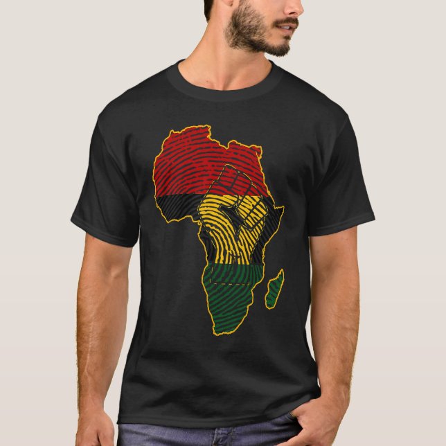 It's Is In My DNA BHM Africa Map Fingerprint Afro  T-Shirt (Front)