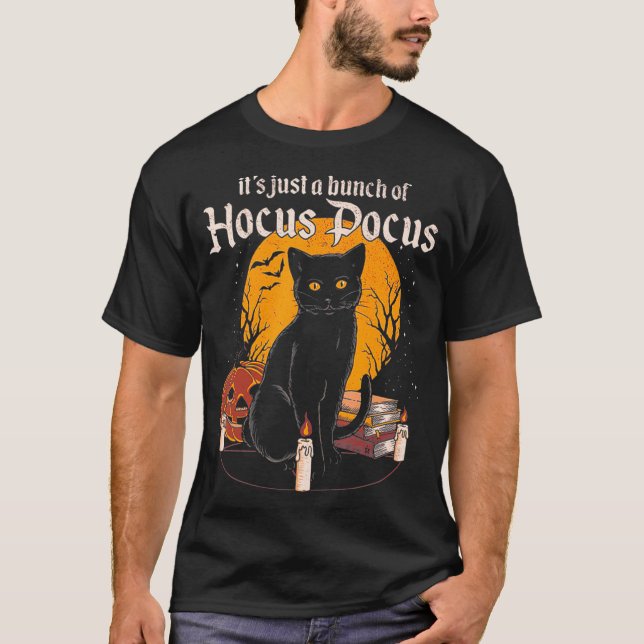 Its Just A Bunch Of Funny Halloween Black Cat T-Shirt (Front)