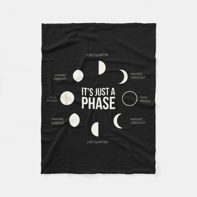 It's Just A Phase Lunar Phases New Moon Earth Hemi Fleece Blanket (Front)