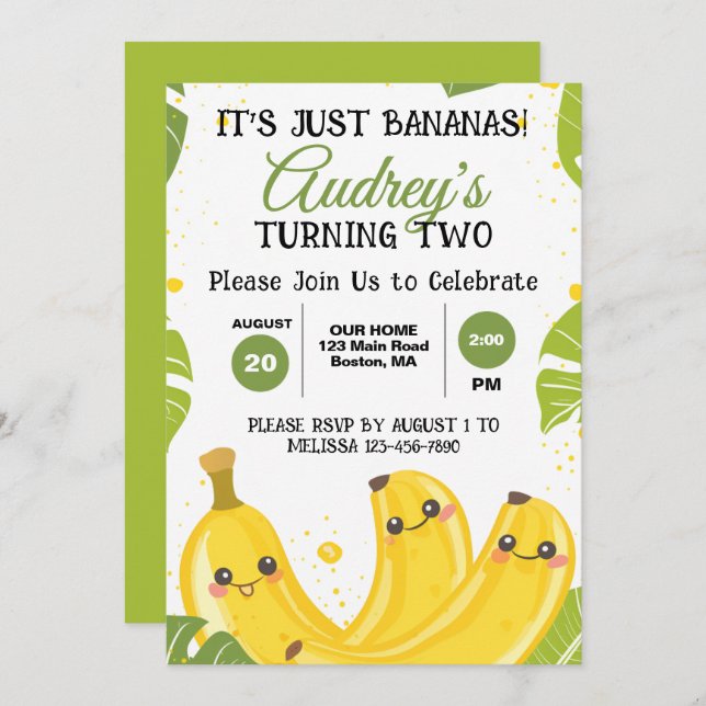It's Just Bananas Any Age Birthday Party Invitation (Front/Back)