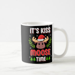It's Kiss Moose Time Play On Words For Christmas Coffee Mug