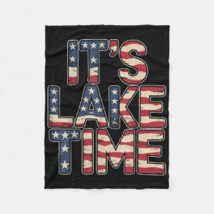 Its Lake Time, Lake Camper Life Likes Fishing Fleece Blanket