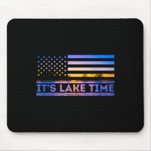 It's Lake Time Sunset American Flag Summer Vacatio Mouse Mat
