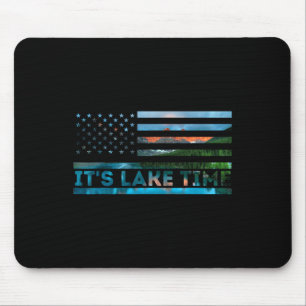 It's Lake Time Sunset American Flag Summer Vacatio Mouse Mat