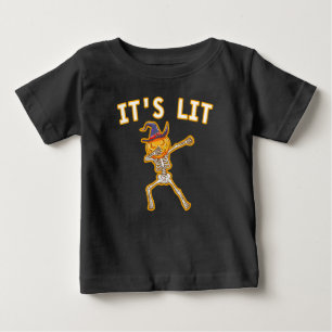 IT'S LIT - DABBING HALLOWEEN PUMPKIN SKELETON BABY T-Shirt