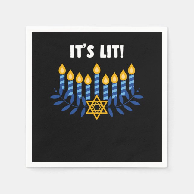 Its Lit Hanukkah Jewish Festival Gift Napkin (Front)