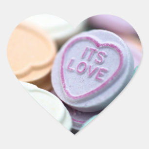 "It's love" Love heart sweets sticker