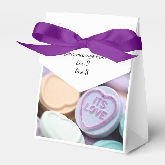 "It's love" Love heart sweets Tent favour box (Front Side)