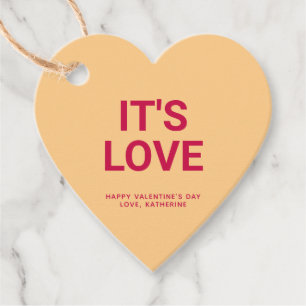 It's love orange heart fun cute Valentine's Day Favour Tags