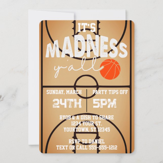 It's Madness Y'all Basketball Watch Party Invitation (Front)