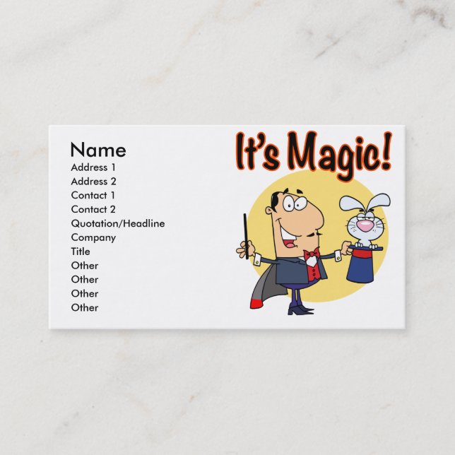 its magic silly magician business card (Front)