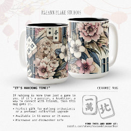 "It's Mahjong Time!" Floral Ceramic Mug