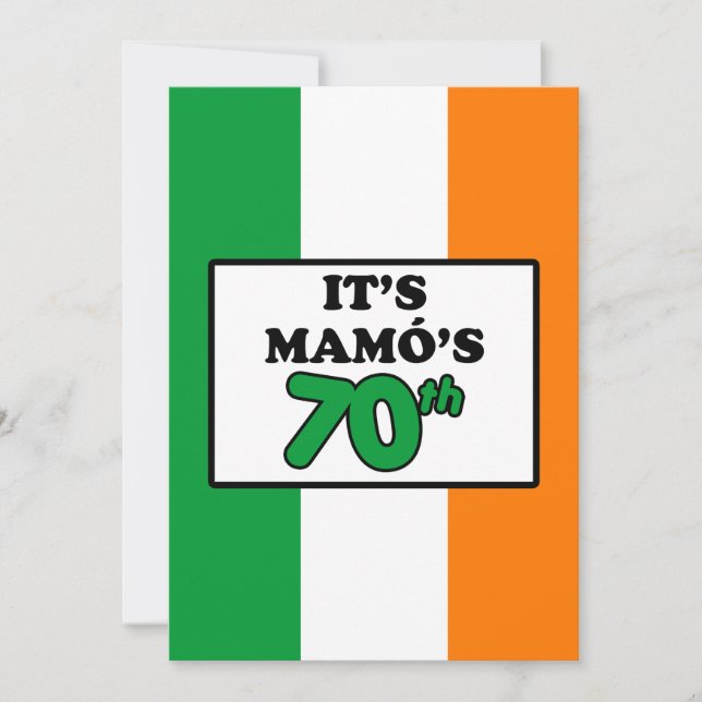 It's Mamo's 70th Birthday Irish Flag Invite (Front)