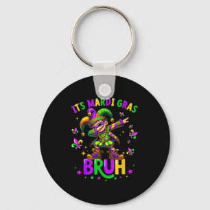 It's Mardi Gras Bruh Dabbing Leprechaun Jester New Key Ring