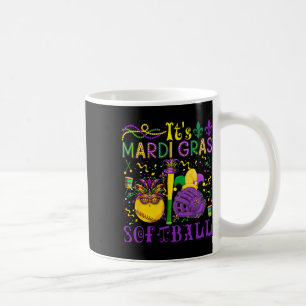 It's Mardi Gras Softll Player Team Costume Masked Coffee Mug