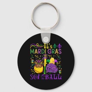 It's Mardi Gras Softll Player Team Costume Masked Key Ring