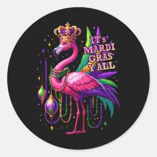 Its Mardi Gras Y'all Flamingo Costume Girls Women Classic Round Sticker