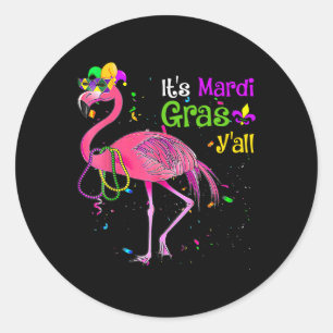 Its Mardi Gras Y'all Flamingo Costume Girls Women Classic Round Sticker