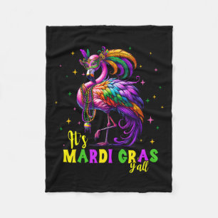 Its Mardi Gras Y'all Flamingo Costume Girls Women Fleece Blanket