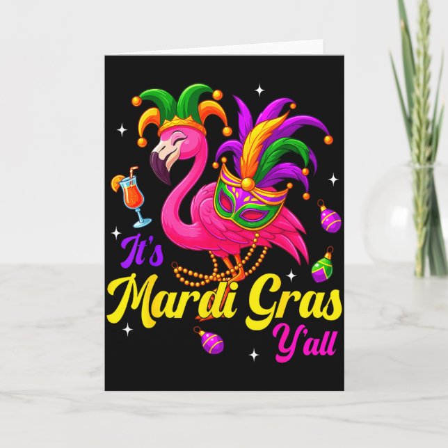Its Mardi Gras Yall Flamingo Costume Girls Women M Card (Front)