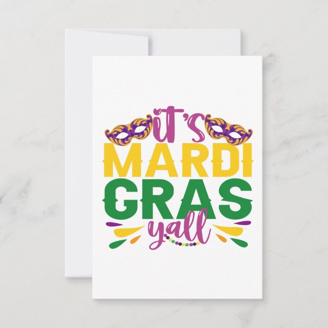 It's Mardi Gras Y'all Funny Carnival Party Gift  Thank You Card (Front)