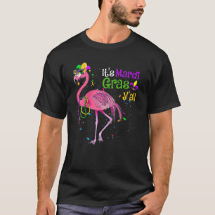 Its Mardi Gras Yall Funny Flamingo Mardi Gras Mask T-Shirt